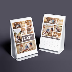 Personalisierter Schreibtisch Fotokalender 13 * 18 cm | Bearbeitbare Canva Vorlage | Tischkalender 2025 Mit Motiven | Kalender Mit Deinen Fotos