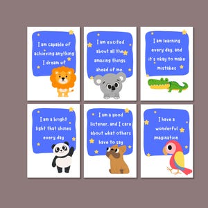 Positive Affirmationskarten für Kinder | Set mit 35 Affirmationskarten | Ermutigungskarten für Kinder | Motivierende Karten | Kinder Angst Karten