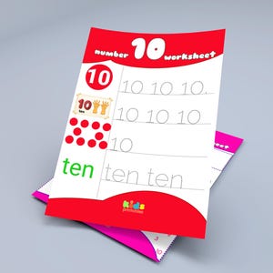 Printable Number Ten Worksheets 2 in 1 Bundle | Kindergarten Numbers Worksheets | Learning Number 10 Sheets for Kids | Preschool Worksheets