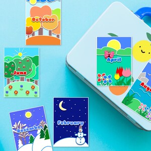 Monate des Jahres Karteikarten | Karteikarten zum Ausdrucken | Karteikarten Monate | Karteikarten für Kinder | Monate des Jahres | Kinder-Drucke