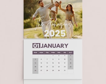2025 Photo Calendar | Personalized Calendar | 12 Month Calendar | Monthly Wall Calendar | Calendar Sunday Start PDF |  Family Photo Calendar
