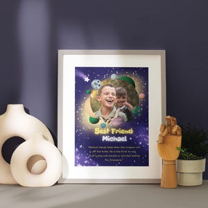 Impression Best Friend pour enfants avec photo personnalisée | Affiche personnalisée de l'amitié des garçons | Poster de définition du meilleur ami pour les enfants | Impression photo personnalisée