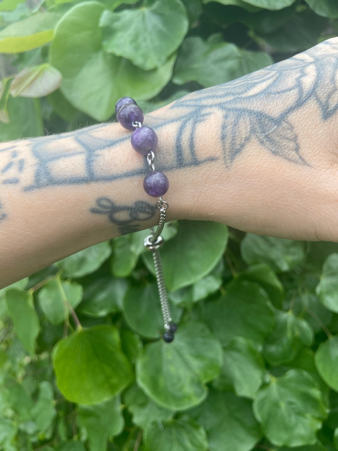 Crystal Bracelet, Amethyst Bolo Adjustable Crystal Bracelets/ Adjustable Pull Tie/ Crystal