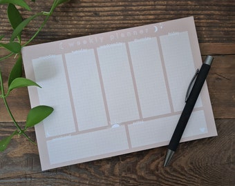 A5 Weekly Planner | Boho | Moon, Sun, Stars, Heart | Weekly Planner | Notepad | Deskpad | Made in Switzerland