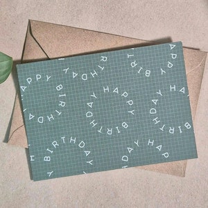 A6 birthday card in green | Checked Happy Birthday card | Greeting card | Made in Switzerland