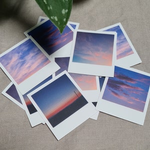 4 Vinyl Sticker, romantische Sonnenuntergänge in Polaroid Form, matt oder glänzend | Made in Switzerland
