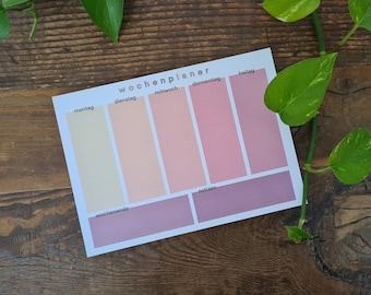 A5 Weekly Planner | Warm Colors Weekly Plan | Weekly Planner | Notepad | Deskpad | Made in Switzerland