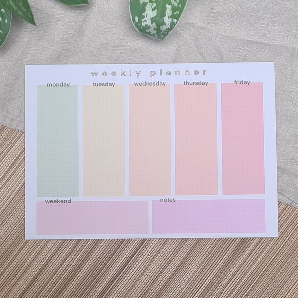 A5 weekly planner in rainbow colors | Notepad for weekly planning | Daily overview | Notes | Made in Switzerland
