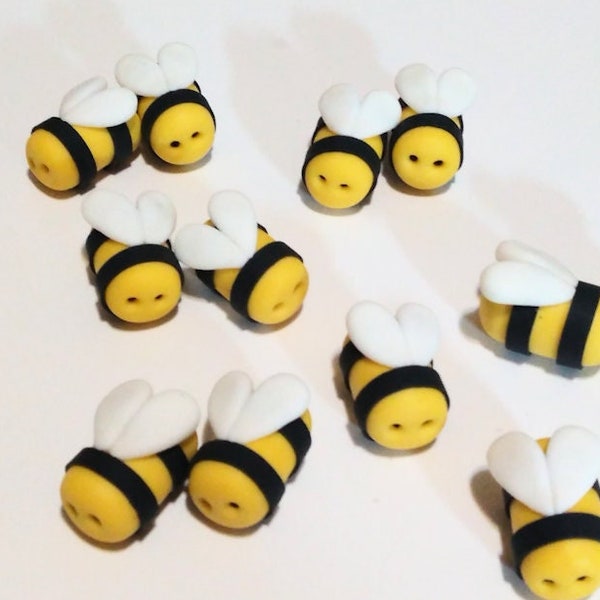 Fondant / Gum paste bees cake or cupcake topper. Edible bees decoration.