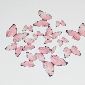 15 wafer paper pink butterflies. edible topper for cake and cupcake decorating. Baby girl shower