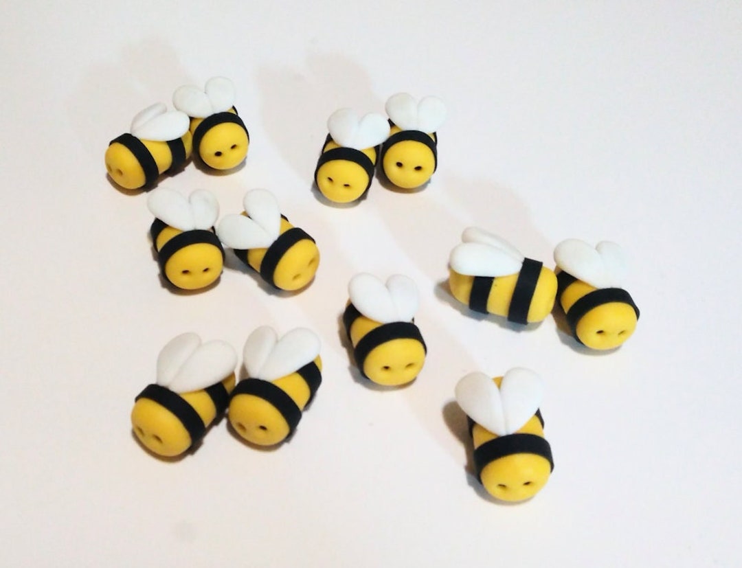 Fondant / Gum Paste Bees Cake or Cupcake Topper. Edible Bees Decoration. Etsy