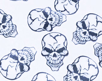 2D Wafer paper skulls cupcake toppers. Flat 2D skulls    S2