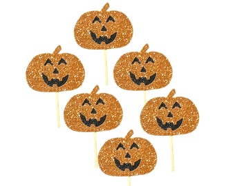 Pumpkin cardstock cupcake toppers. Set of 6 or 12
