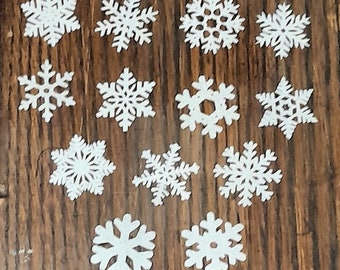 1" wafer paper snowflakes.  Wafer snowflakes cake, cookie, hot chocolate, cupcake topper.