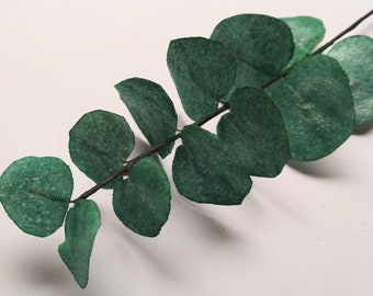 Edible wafer paper eucalyptus leaves branch cake topper. 8 inches long decoration