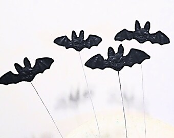 4 fondant wired bats cake topper