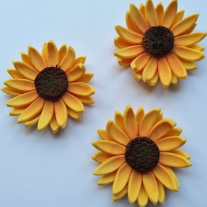 Fondant gum paste sunflower cake cupcake topper. 2 inches wide cake decoration floral topper set of 6 or 12