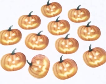 Wafer paper pumpkin cupcake toppers Flat 2D glowing pumpkin