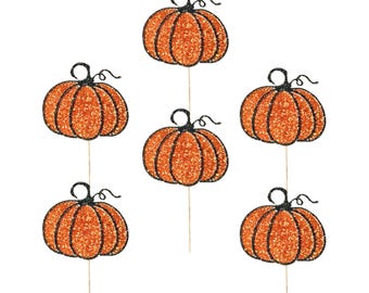 Cardstock pumpkin cupcake toppers. Set of 6 or 12 orange and black pumpkins