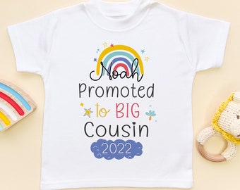 Promoted To Big Cousin Kids Shirt Cousins Personalised Toddler Clothing Cute Personalized T-Shirt Gift Siblings Kids Top