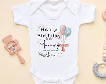 Happy 1st Birthday As My Mummy Baby Onesie Personalised Birthday Bodysuit Personalized Old Baby Grow Vest Children Mum Gift