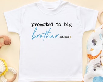 Promu à Big Brother Toddler Shirt Brothers Kids Vêtements personnalisés Enfants Top Gift Idea Frères et sœurs T-shirt Frère aîné Tee