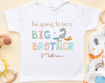 Promoted To Big Brother Toddler Personalised Shirt Brothers Kids Dino Dinosaur Clothing Cute Baby Personalized T-Shirt Gift Siblings Top