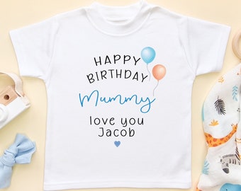 Happy Birthday Mummy Toddler Shirt Personalised Mummy's Birthday Blue Toddler T-shirt Personalized Name Birthday Kids Mama Gift