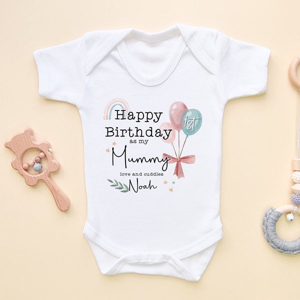 Happy 1st Birthday As My Mummy Baby Onesie Personalised Birthday Bodysuit Personalized Old Baby Grow Vest Children Mum Gift