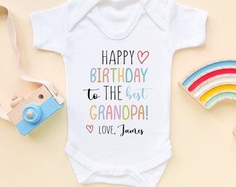 Happy Birthday Grandpa Baby Onesie - Personalised Grandad Birthday Baby Bodysuit -Grandfather's Birthday Baby Grow Vest Gift