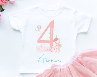 Personalised Name 4th Birthday Toddler Unicorn Girl Shirt Custom Fourth Birthday Girl Toddler Shirt Personalized Name Four Girl Tee