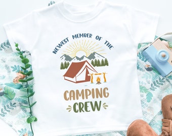 Camping Crew Toddler Shirt Summer Adventure Kids Clothing Baby Shirt Toddler T-Shirt Gift Idea Explore Kids Top Baby Camper Mountains