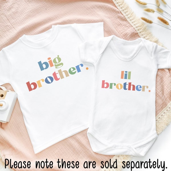 Big Brother Lil Brother Toddler Shirt Brothers Kids Clothing Cute Baby Onesie Gift Idea Siblings Kids Top Baby Older Sister Tee Rainbow