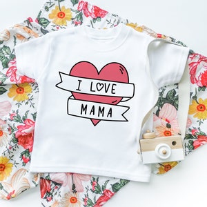 I Love Mama Toddler Shirt First Mother's Day Kids Tee Cute Happy Mother's Day Children T Shirt Love Mummy Daddy Mother's Day Gift image 1