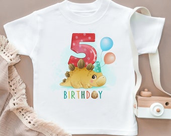 5th Birthday Dino Toddler Shirt Funny Kids Clothing Cute Baby Shirt Toddler T-Shirt Gift Idea Fifth Birthday Kids Top Baby Tee