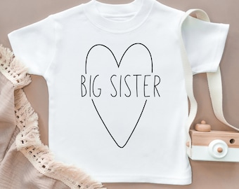 Big Sister Toddler Shirt Sisters Kids Clothing Cute Baby Shirt Toddler T-Shirt Gift Idea Siblings Kids Top Baby Older Sister Tee Gift