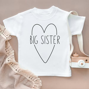 Big Sister Toddler Shirt Sisters Kids Clothing Cute Baby Shirt Toddler T-Shirt Gift Idea Siblings Kids Top Baby Older Sister Tee Gift