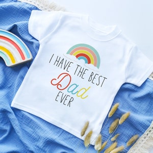 Best Dad Ever Rainbow Toddler T-Shirt Baby Shirt Cute Modern Gift For New Dad Daddy and Me Kids Top Toddler Gift Happy Father's Day image 1