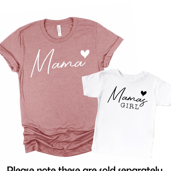 Mama Mama's Girl Matching T-Shirt Mummy and Me Twinning Set Outfit Toddler Matching Mum and Daughter Toddler Family Shirts Mother's Day Gift