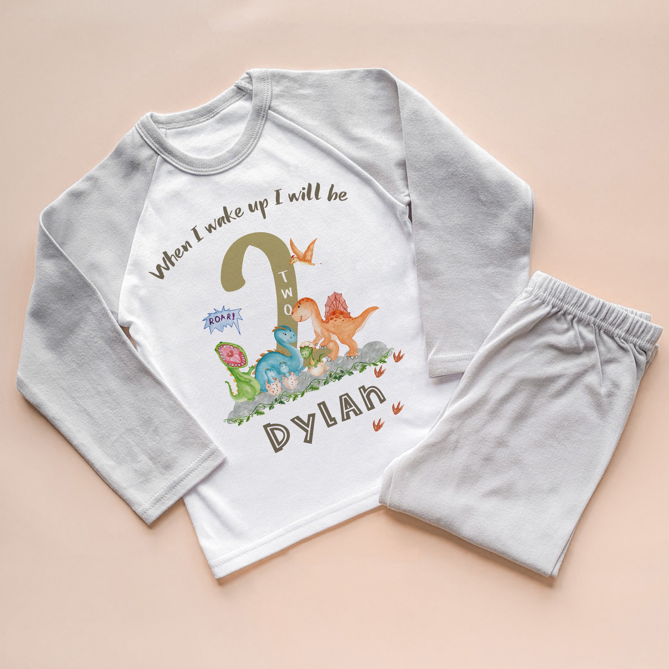 Dinosaur Personalised Pjs For Toddlers When I Will Wake Up I Will