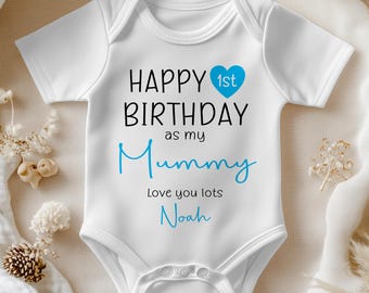 Tstars Happy Birthday Mommy Outfit - Baby Bodysuit Gift For Mom From Infant Boys & Girls Photo Outfit Newborn Aqua