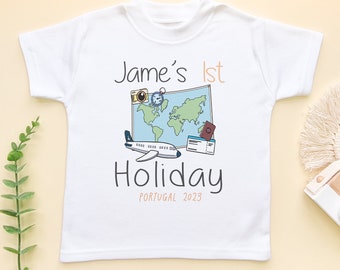 Ma 1ère chemise de vacances personnalisée pour enfants - T-shirt personnalisé pour tout-petits de premières vacances - T-shirt pour enfants de vacances - Haut de vacances d'été