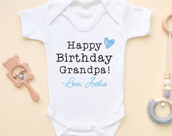 Happy Birthday Grandpa Baby Onesie Personalised Birthday Blue Boy Bodysuit Personalized Old Baby Grow Vest Children Grandad Gift