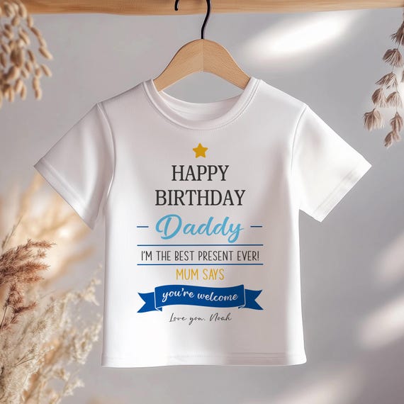Happy Birthday Daddy Personalised Kids Shirt Custom Daddy's Birthday Boy  Toddler Tee Children Dad's Gift Idea Father's Birthday Gift