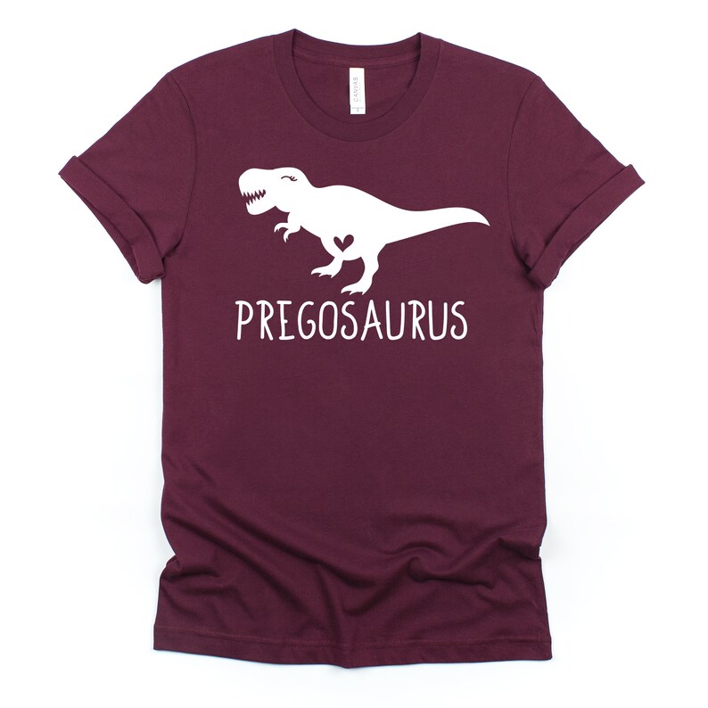 Pregosaurus Shirt Pregnancy T Shirt Funny Pregnant Tee Maroon