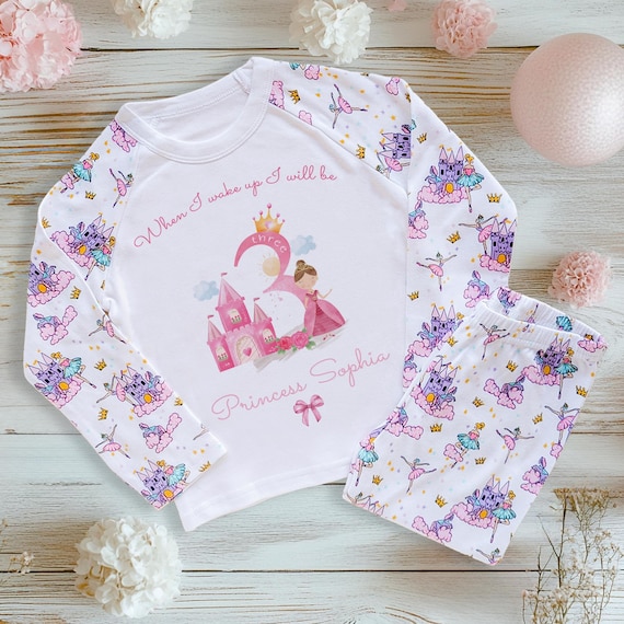 Personalised Princess 3rd Birthday Pyjamas – Custom Girls Pjs