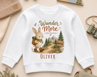 Personalised Wander More Bunny Sweatshirt for Kids