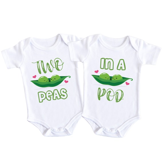 Two Peas In A Pod Twins Baby Onesies Cute Baby Bodysuits Etsy