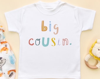 Big Cousin Kids Shirt Cousins Toddler T-Shirt Gift Siblings Kids Top Older Cousin Tshirt Colorful Cousin Tee