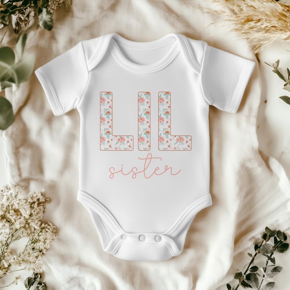 Lil Sister Flowers Baby Grow Vest Little Sister Baby Onesie